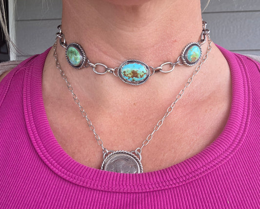Choker chain link• Sonoran Turquoise • 15 inches