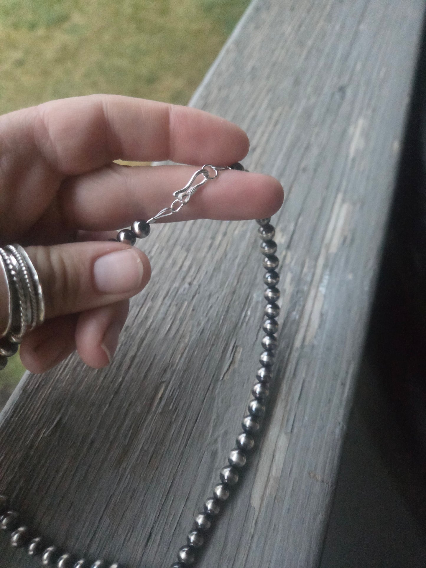 Golden Hill Turquoise & Sterling Silver Navajo Style Pearls. 16 inches