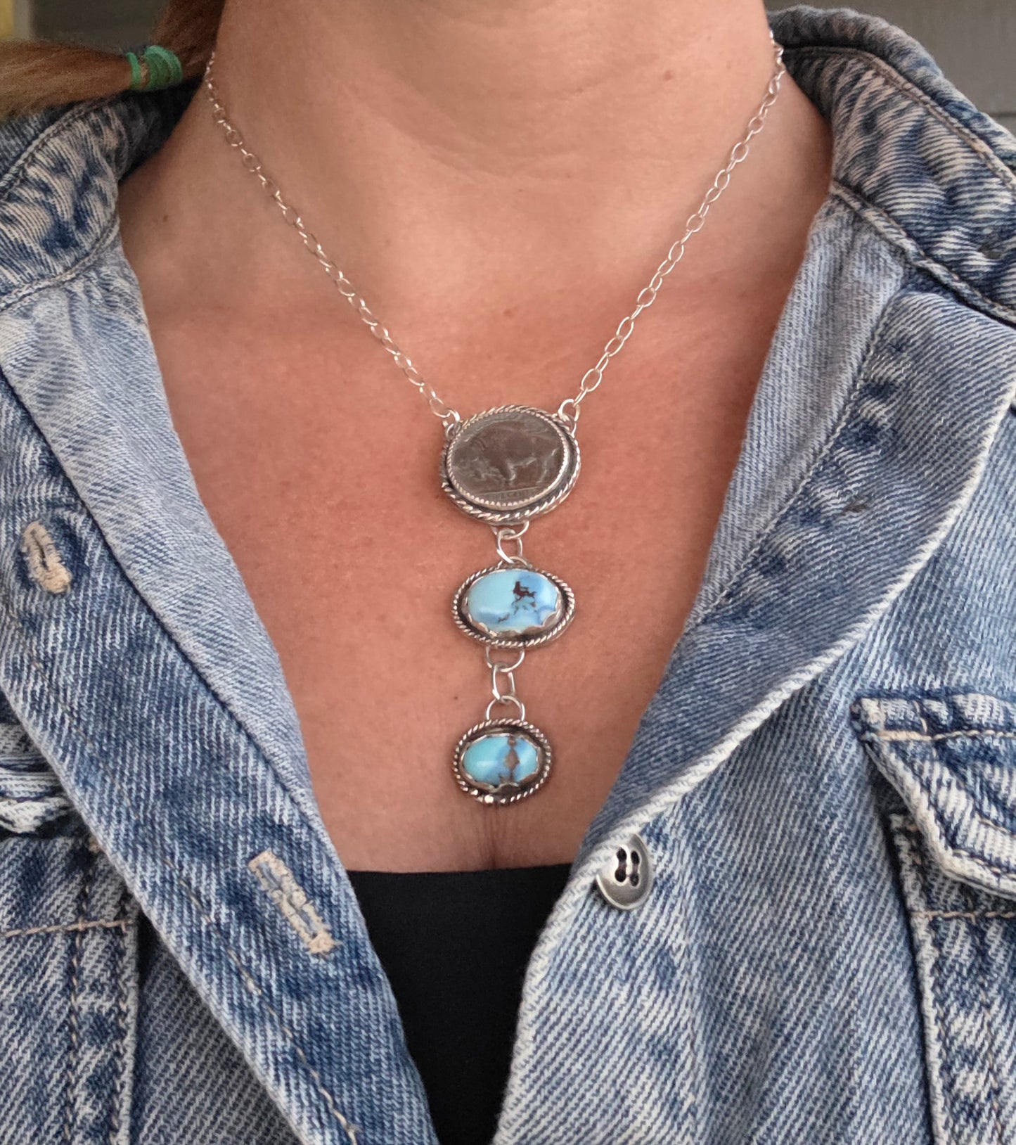 Buffalo Coin & Golden Hill Turquoise 19.5 inches