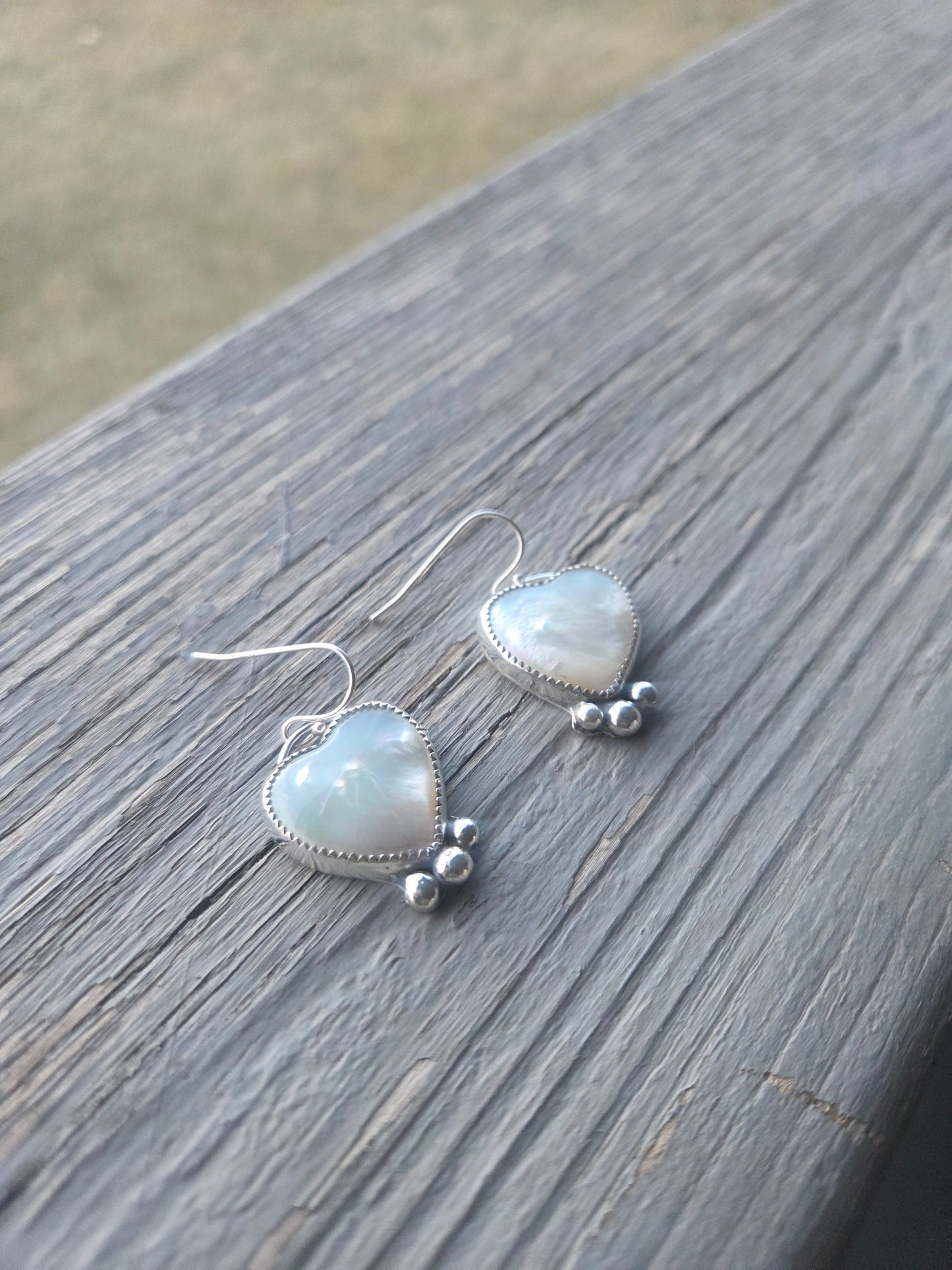 Heart Mother of Pearl Dangle Earrings
