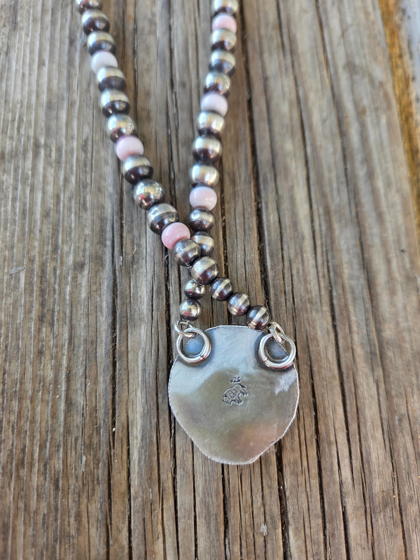 Buffalo Coin & Pink Conch • Sterling Silver Pearls & Pink Conch Beads