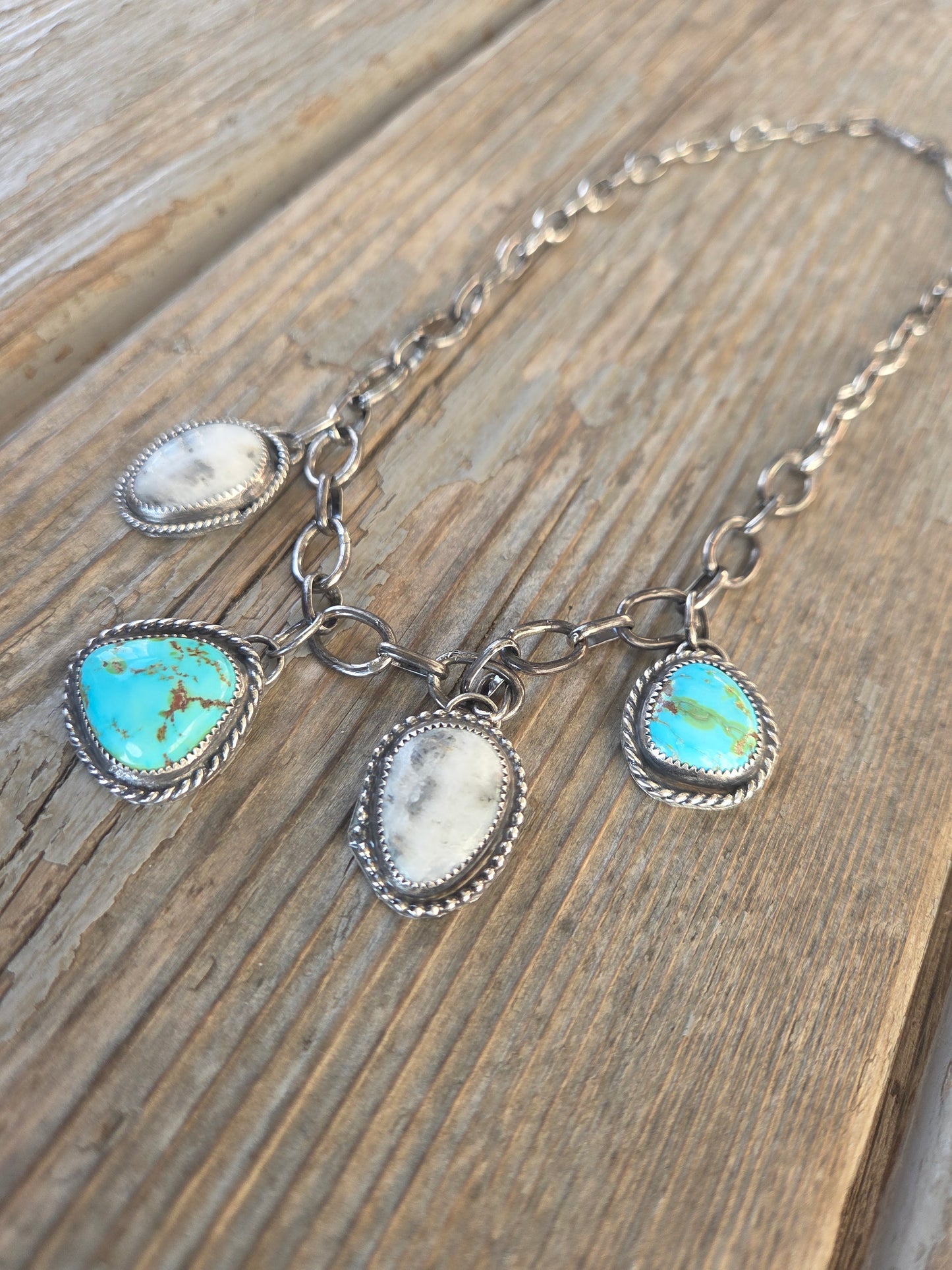 Sonoran & White Buffalo Charm Choker • Adjustable up to 15.5 inches