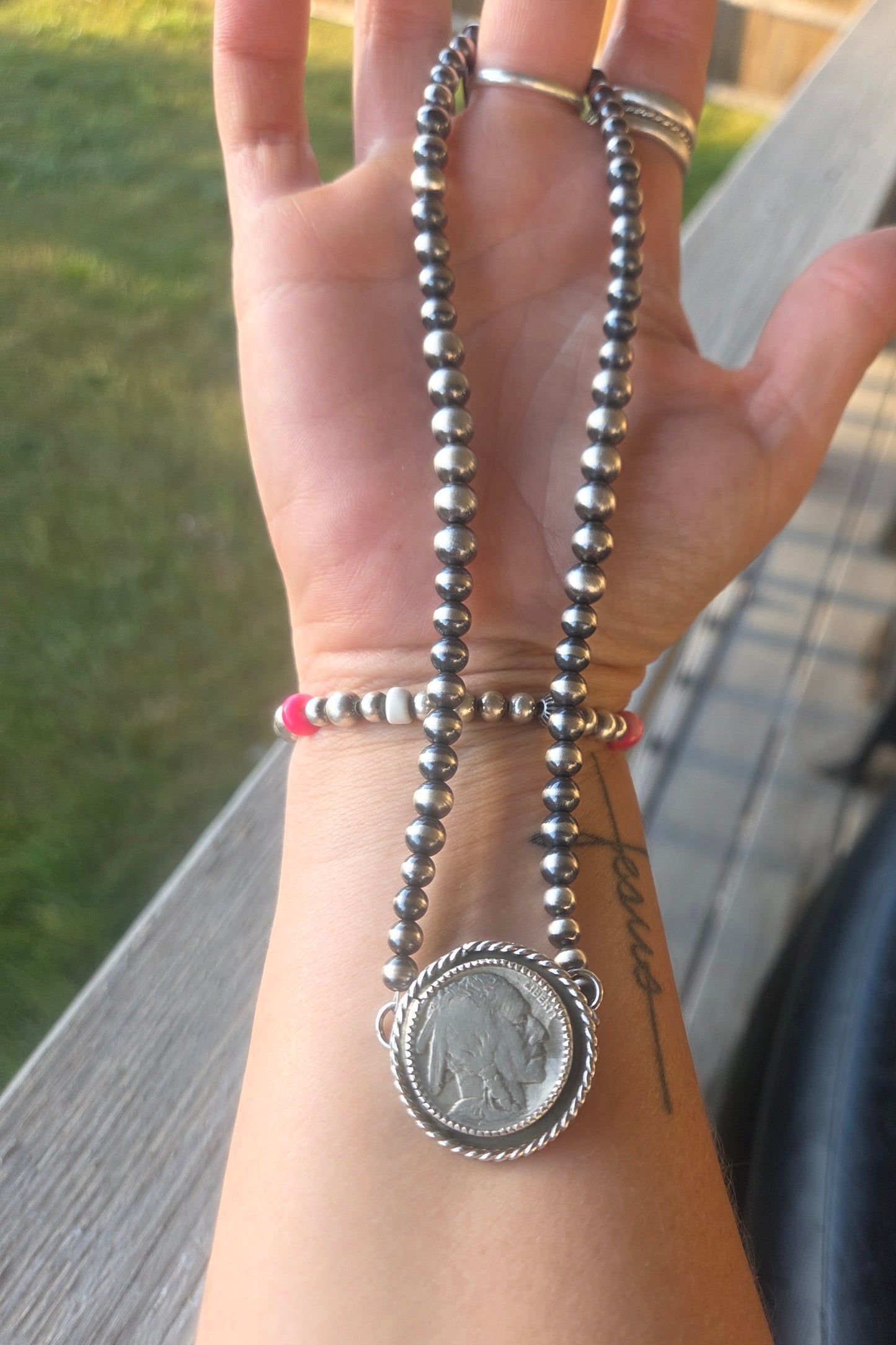 Native Coin• Sterling Silver Navajo Style Pearl