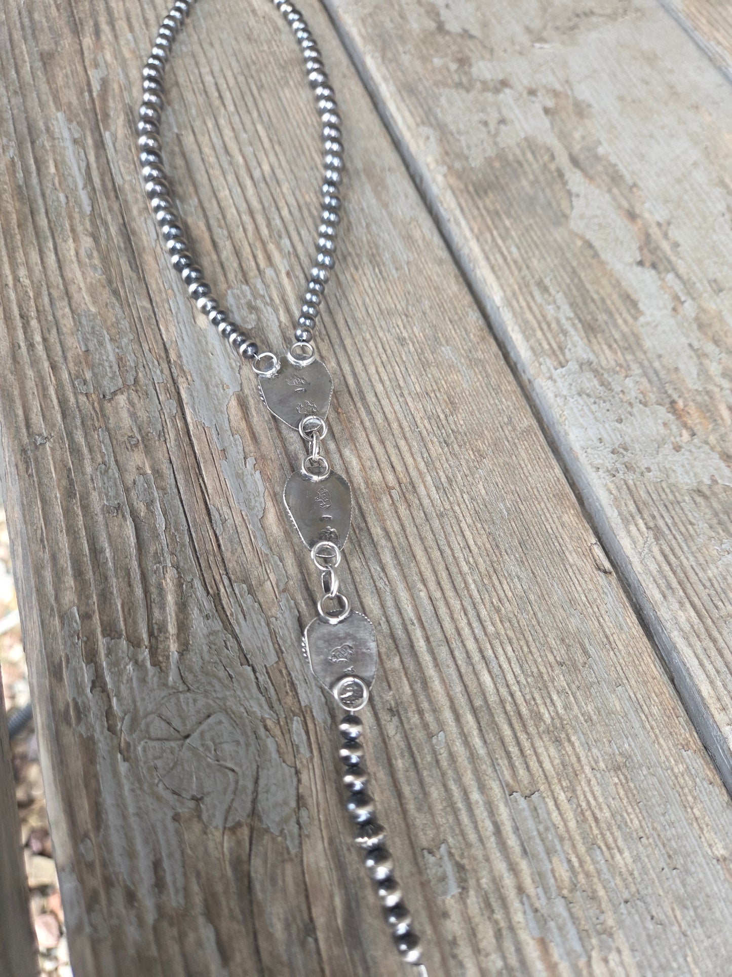 Sonoran Turquoise & Sterling Silver Navajo Style Pearl • 16 inches with 6 inch drop