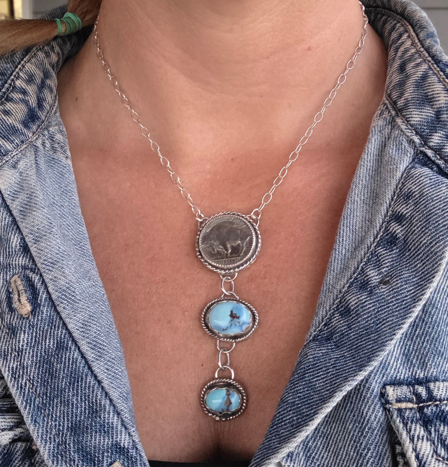 Buffalo Coin & Golden Hill Turquoise 19.5 inches