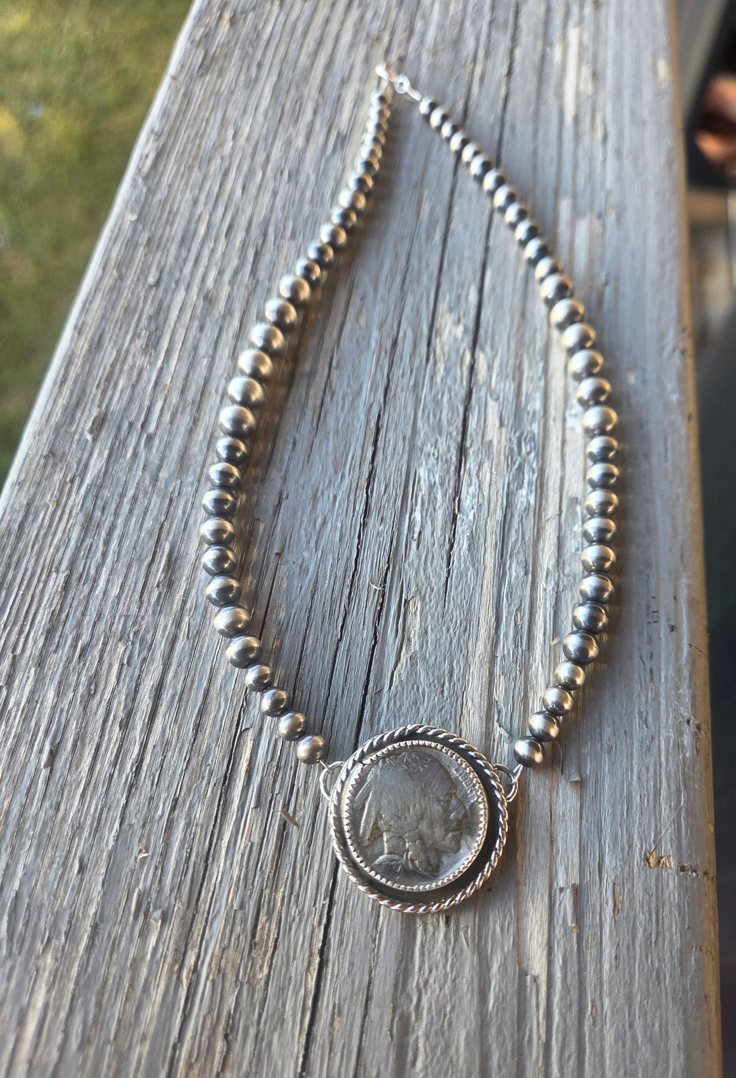Native Coin• Sterling Silver Navajo Style Pearl