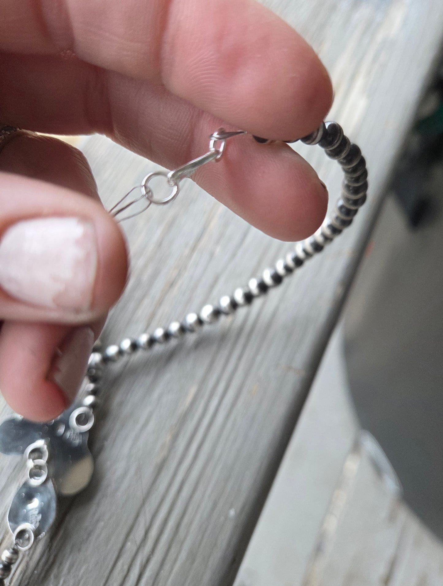 Blue Bird Turquoise & Moonstone Lariat & Sterling Silver Navajo Style Pearls 16 inches