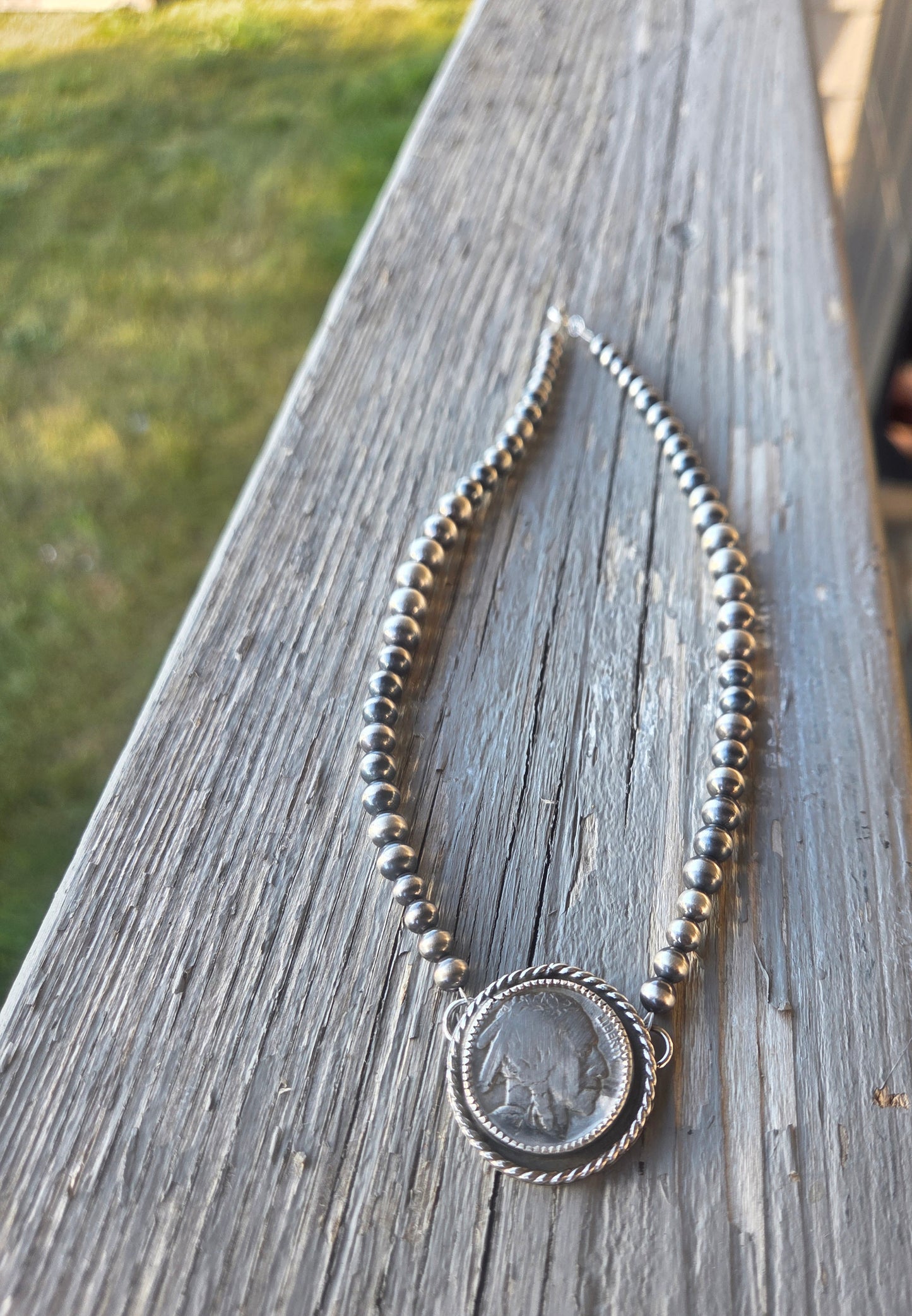 Native Coin• Sterling Silver Navajo Style Pearl
