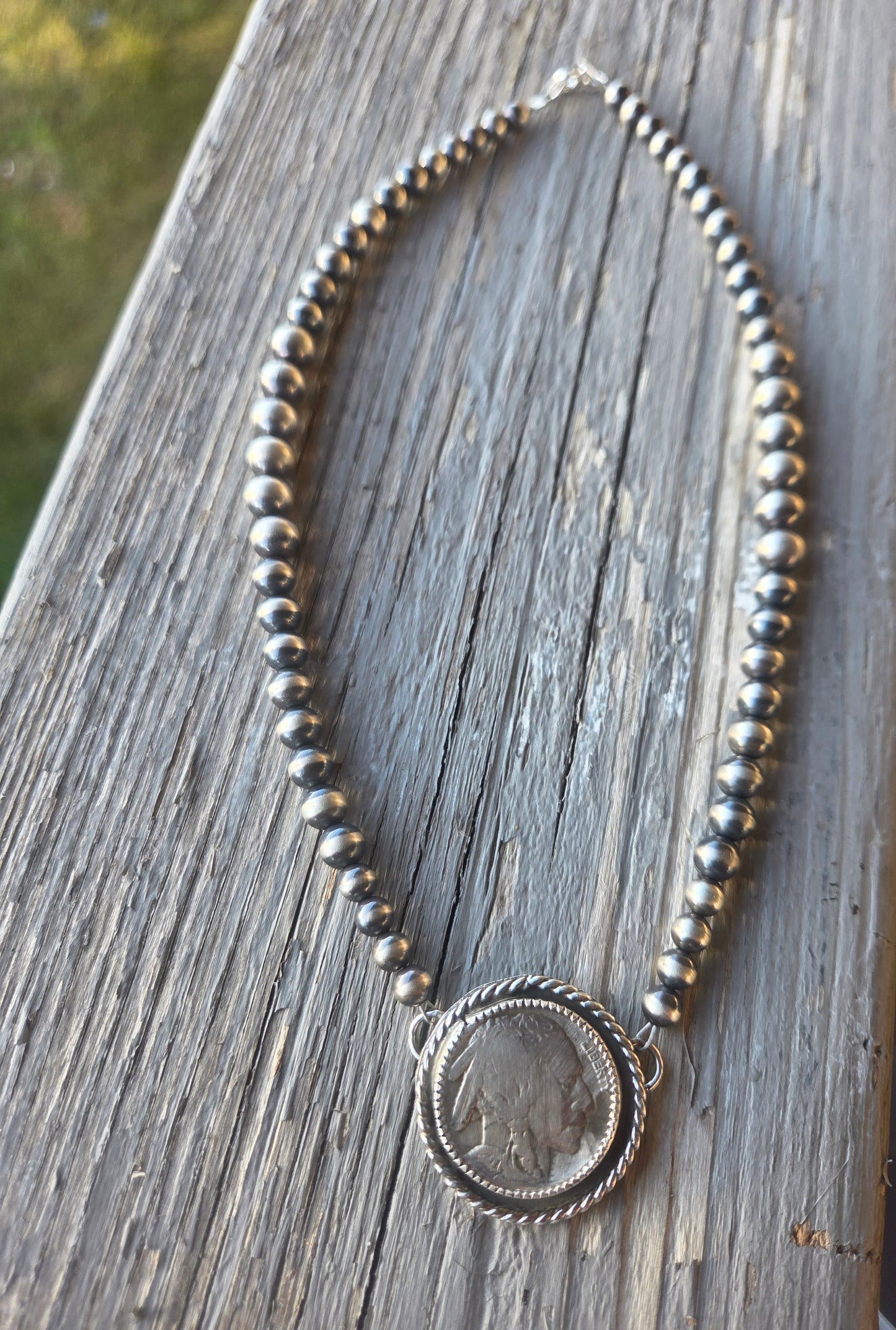 Native Coin• Sterling Silver Navajo Style Pearl