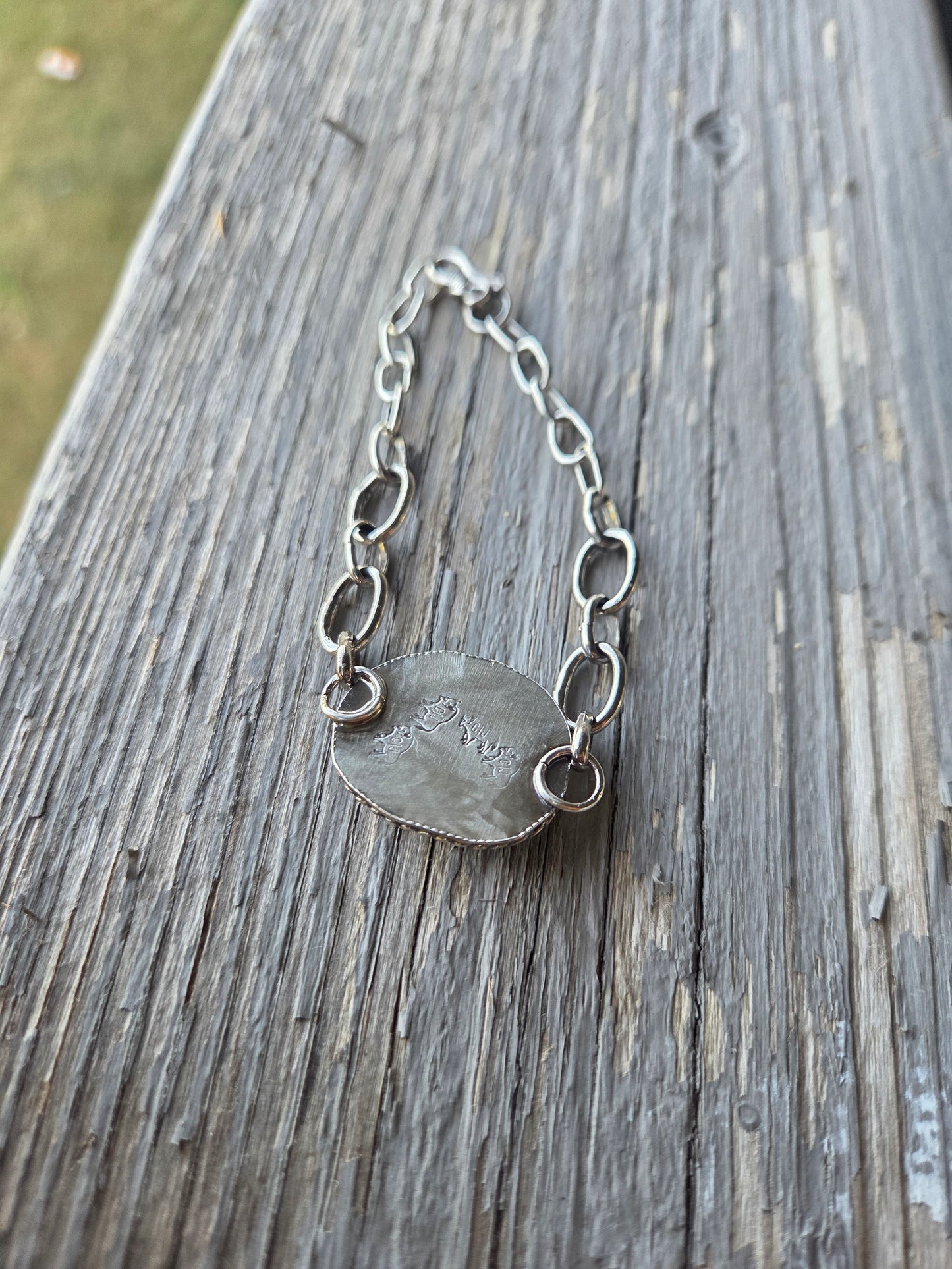 Sterling Silver Chain link adjustable bracelet & Cotton Candy Turquoise