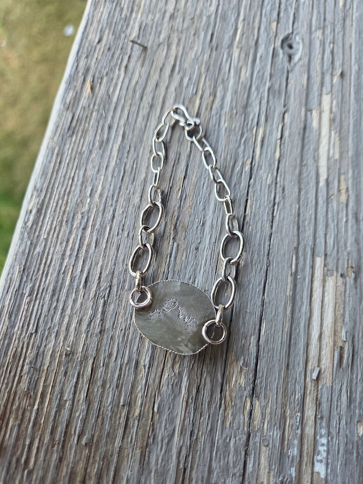 Sterling Silver Chain link adjustable bracelet & Cotton Candy Turquoise