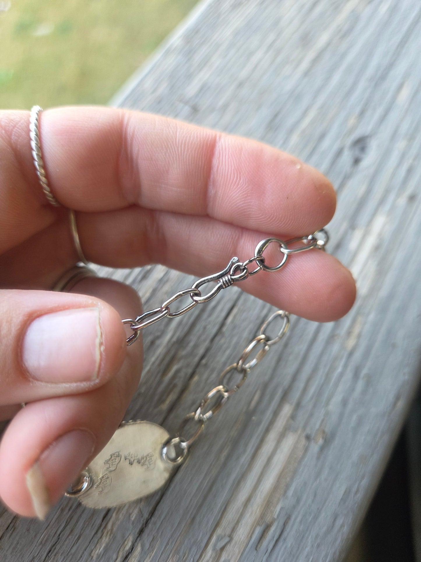 Sterling Silver Chain link adjustable bracelet & Cotton Candy Turquoise