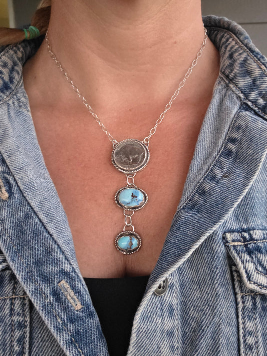 Buffalo Coin & Golden Hill Turquoise 19.5 inches