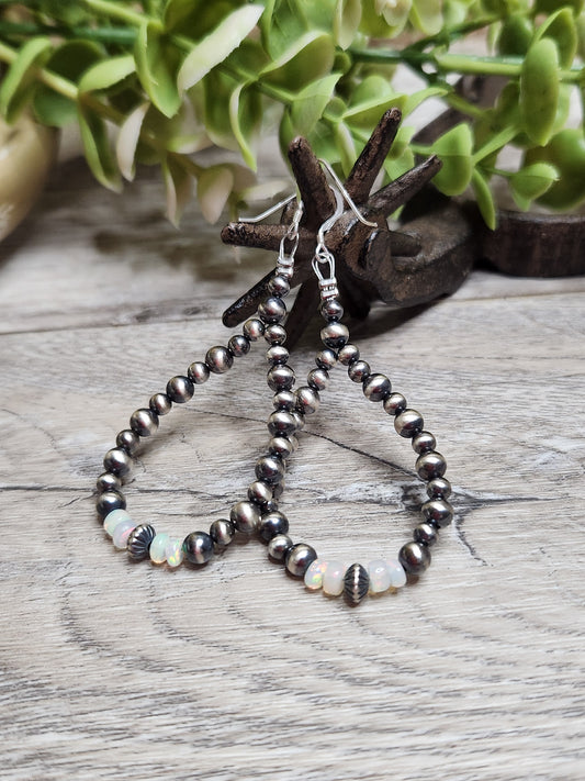Ethiopian Opal & Sterling Silver Navajo Style Pearls