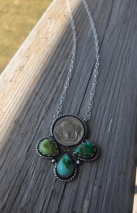 Buffalo Coin and Sonoran Turquoise 20 inches