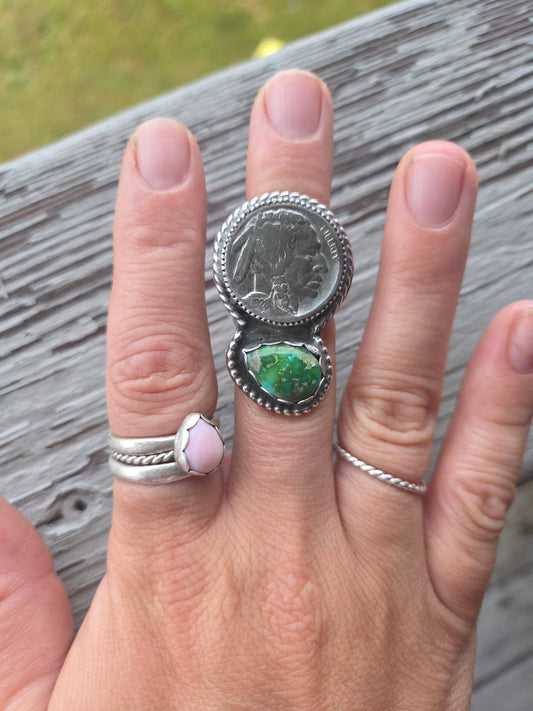 Native Coin & Sonoran Turquoise Size 7 1/4