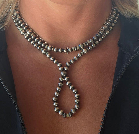 Sterling Silver Navajo Style Pearls • Ethiopian Opal.  17 inches