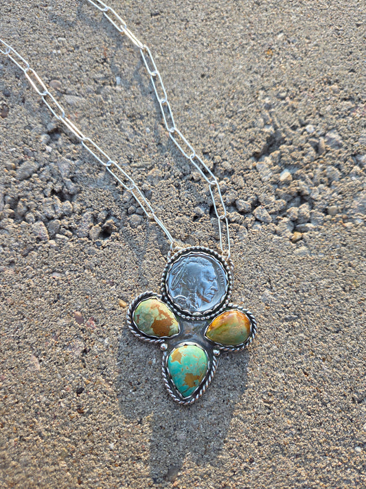 Native Coin and Evans Turquoise 18 inches