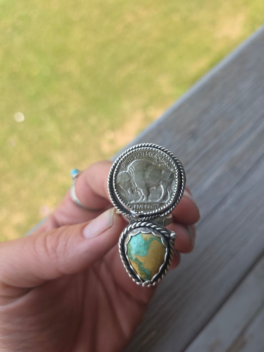 Buffalo Coin & Evan Turquoise Size 8