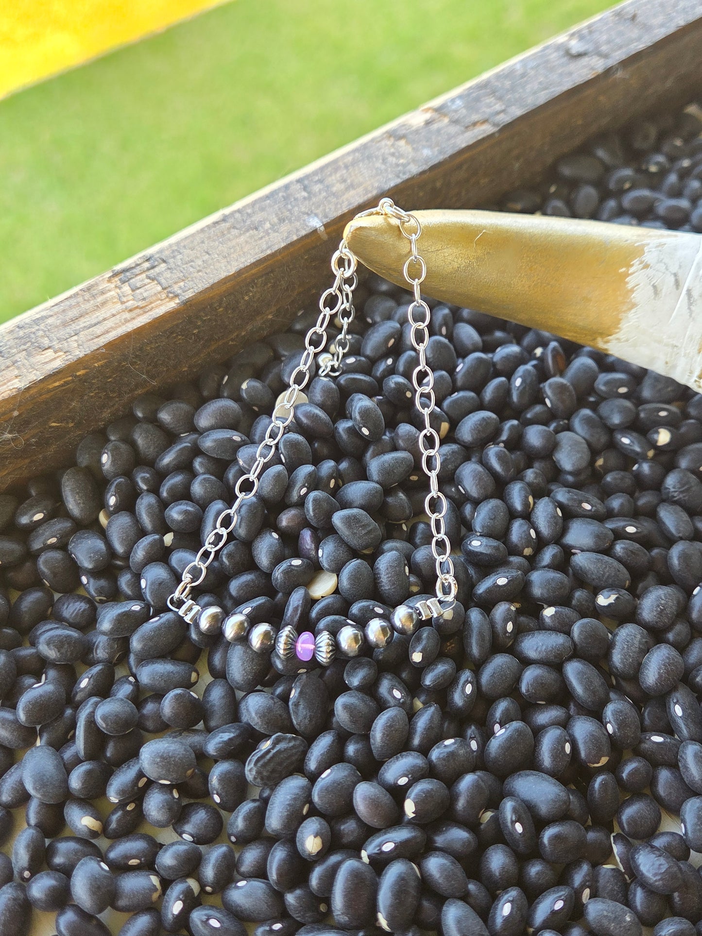 Sterling Silver Navajo Style Pearls • Turquoise •Sterling Silver Adjustable Chain