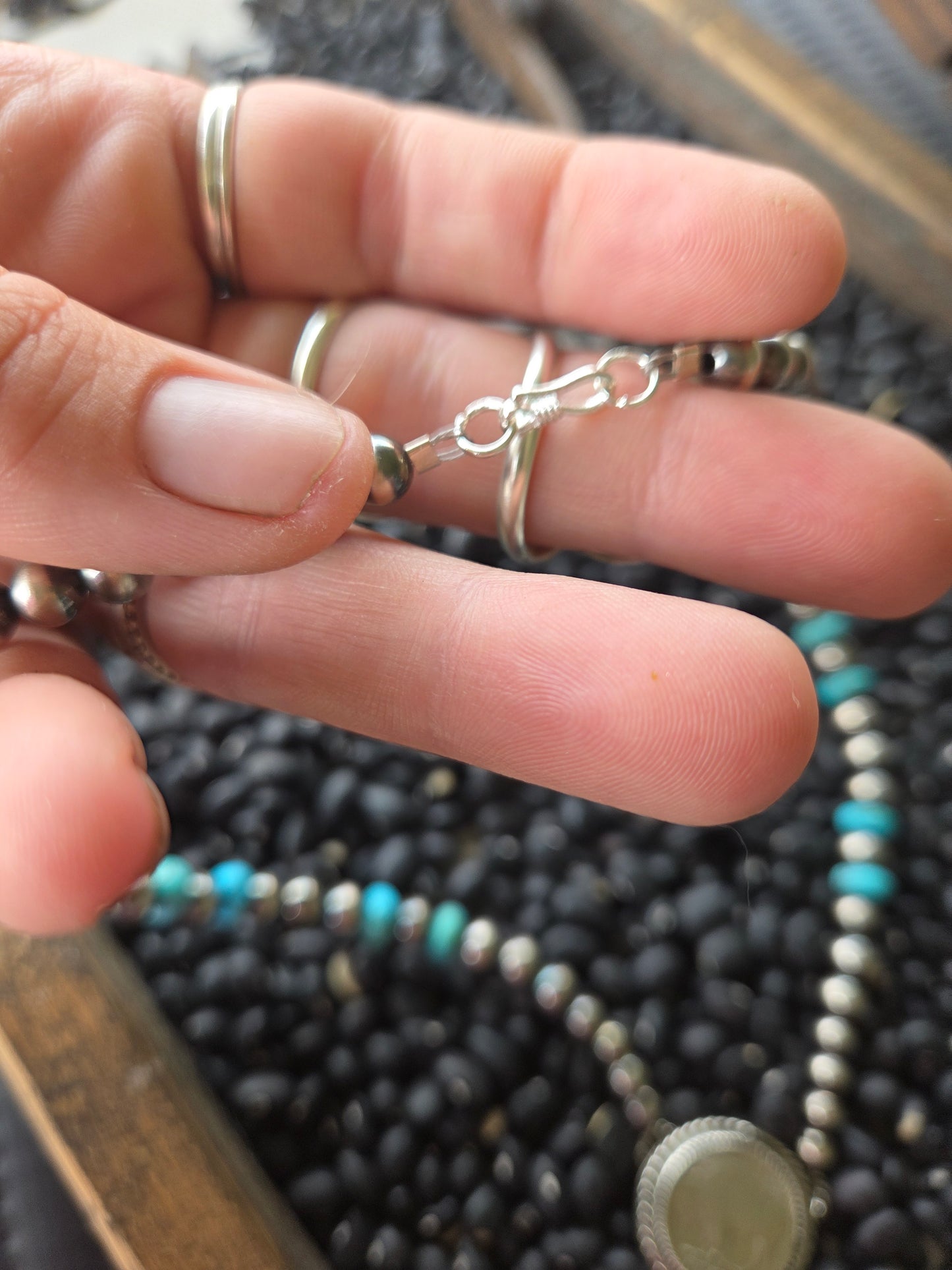 Buffalo Coin • Kingsmen Turquoise • Sterling Silver Navajo Style Pearl