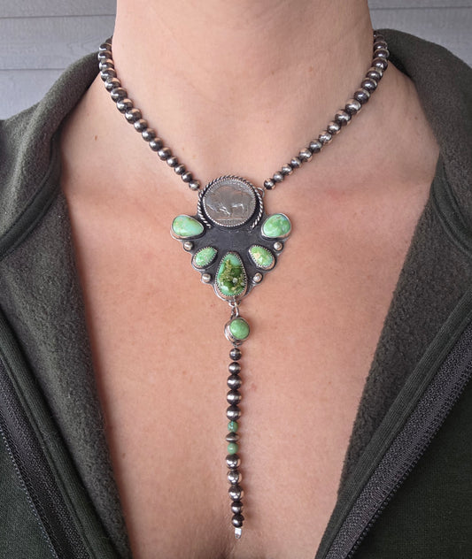 Buffalo Coin & Sonoran on Sterling Silver Pearls.