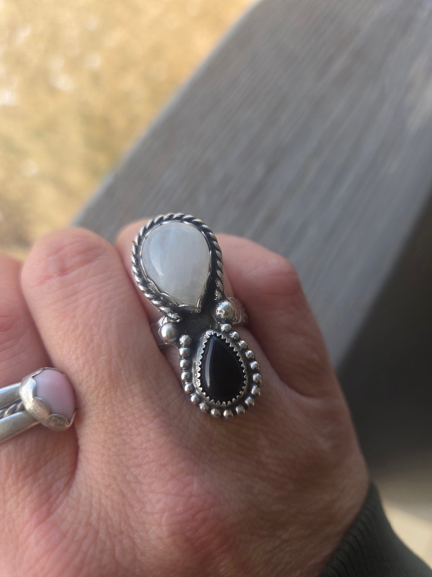 Black Onyx & Moonstone Size 7