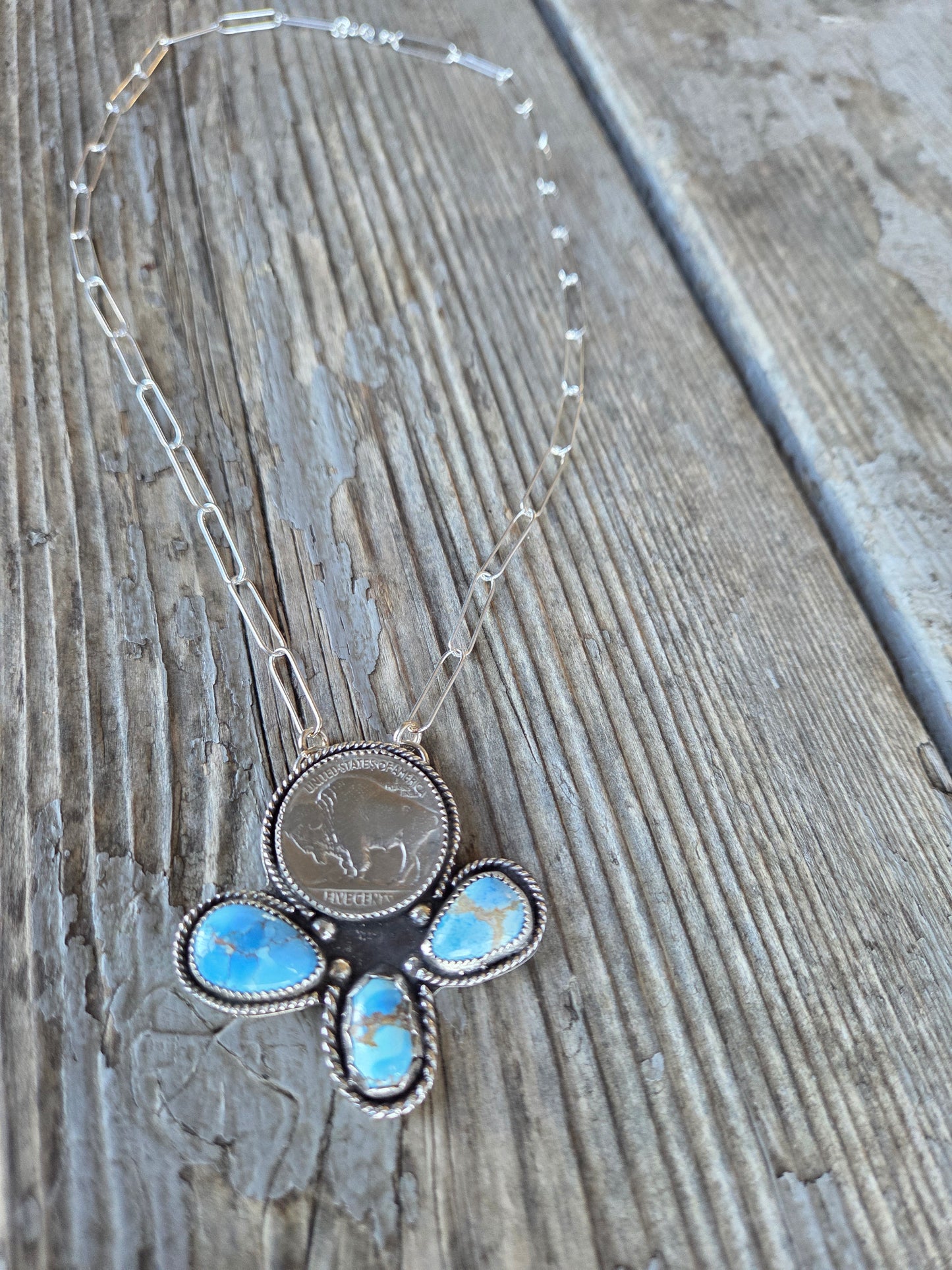 Buffalo Coin & Golden Hill Turquoise 18 inches