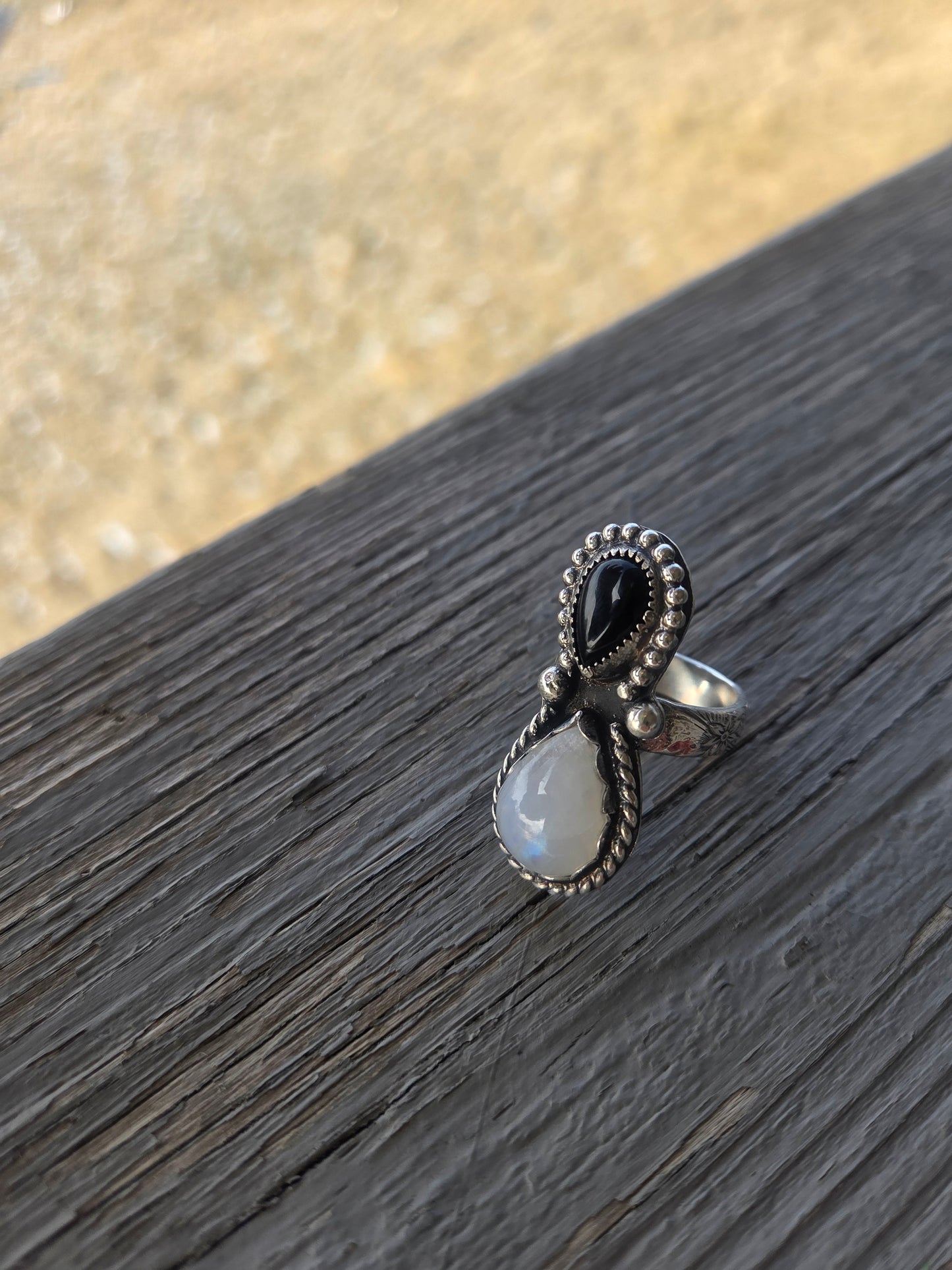 Black Onyx & Moonstone Size 7