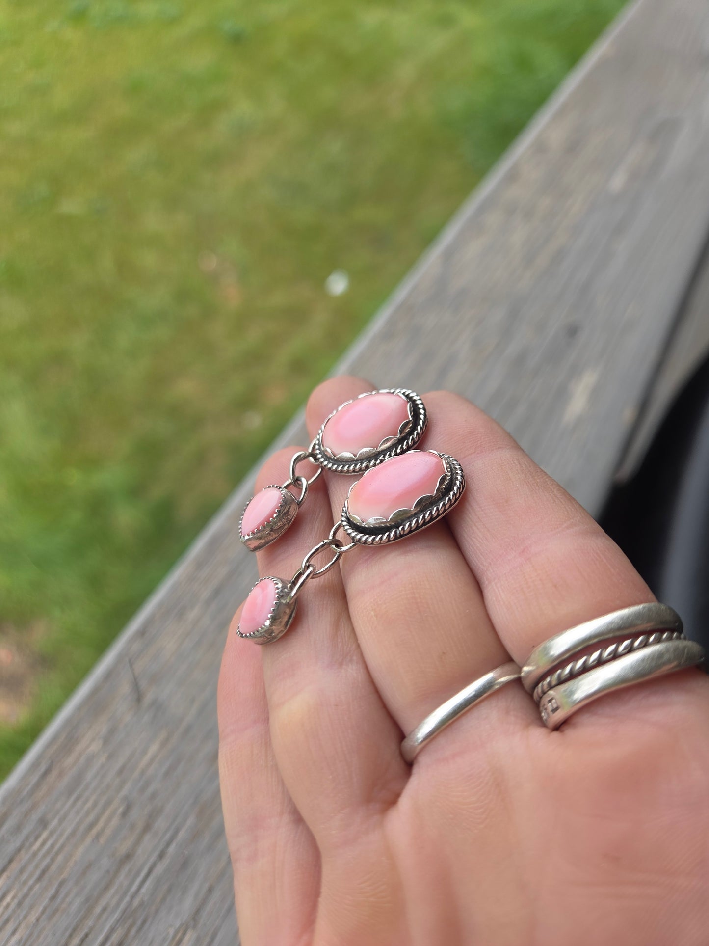 Pink Conch • Sterling Sliver Dangle Studs