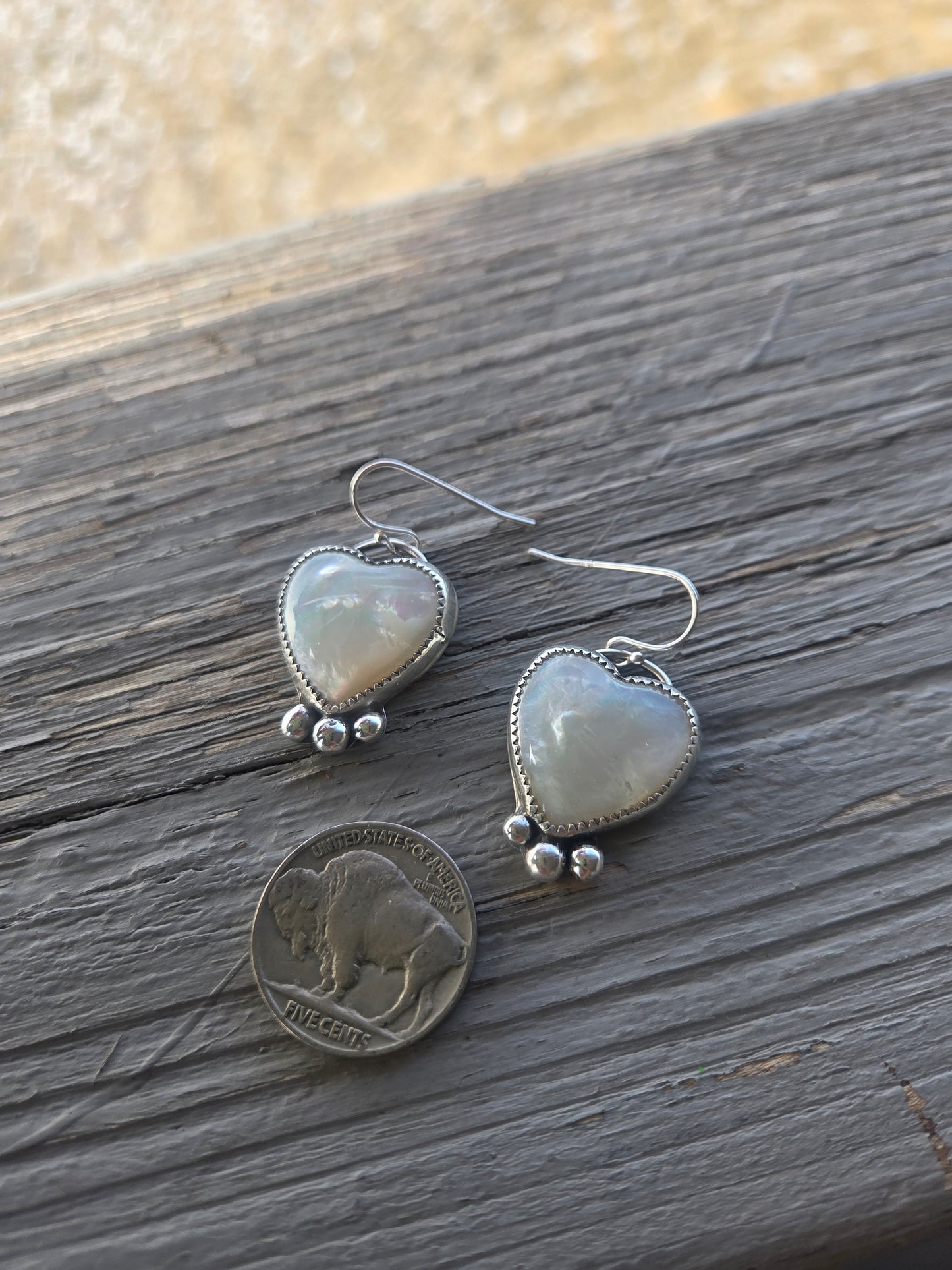 Heart Mother of Pearl Dangle Earrings
