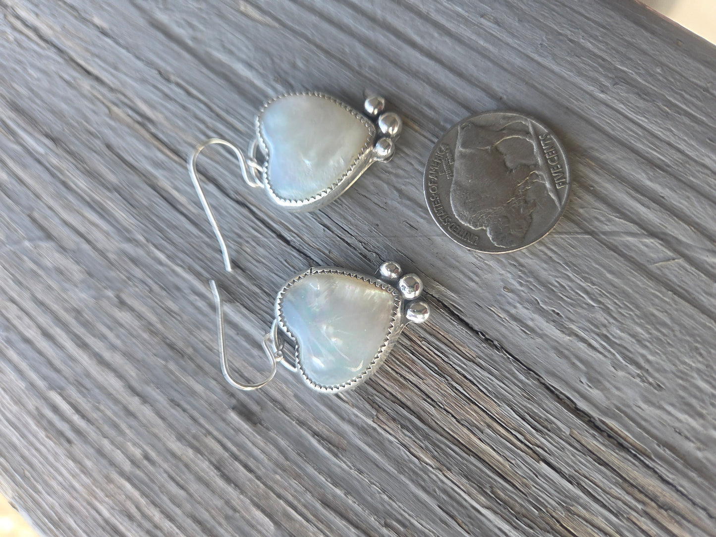 Heart Mother of Pearl Dangle Earrings