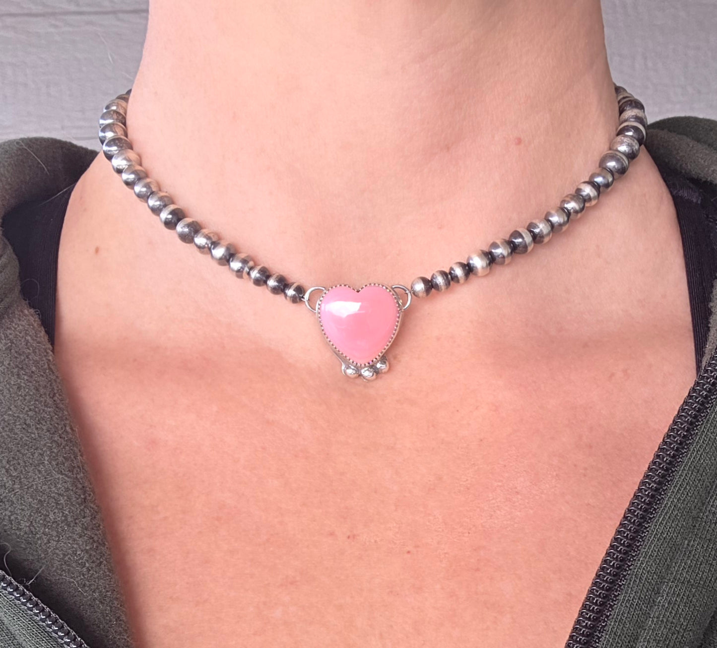 Heart Pink Conch • Sterling Silver Navajo Style Pearl