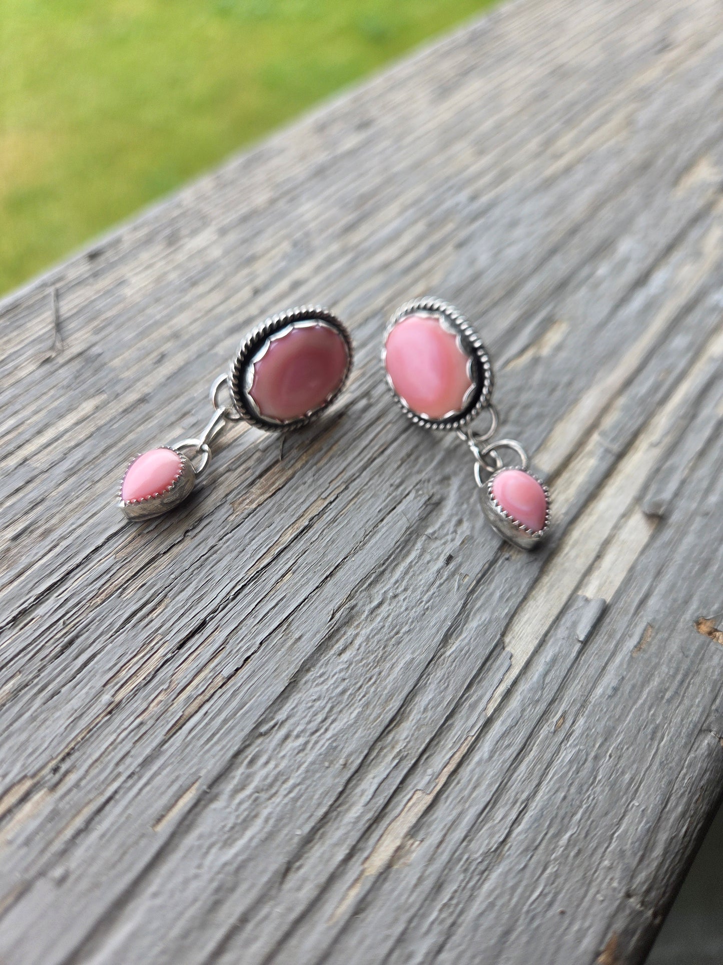 Pink Conch • Sterling Sliver Dangle Studs