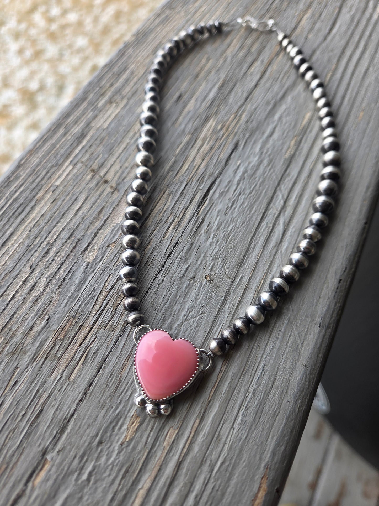 Heart Pink Conch • Sterling Silver Navajo Style Pearl