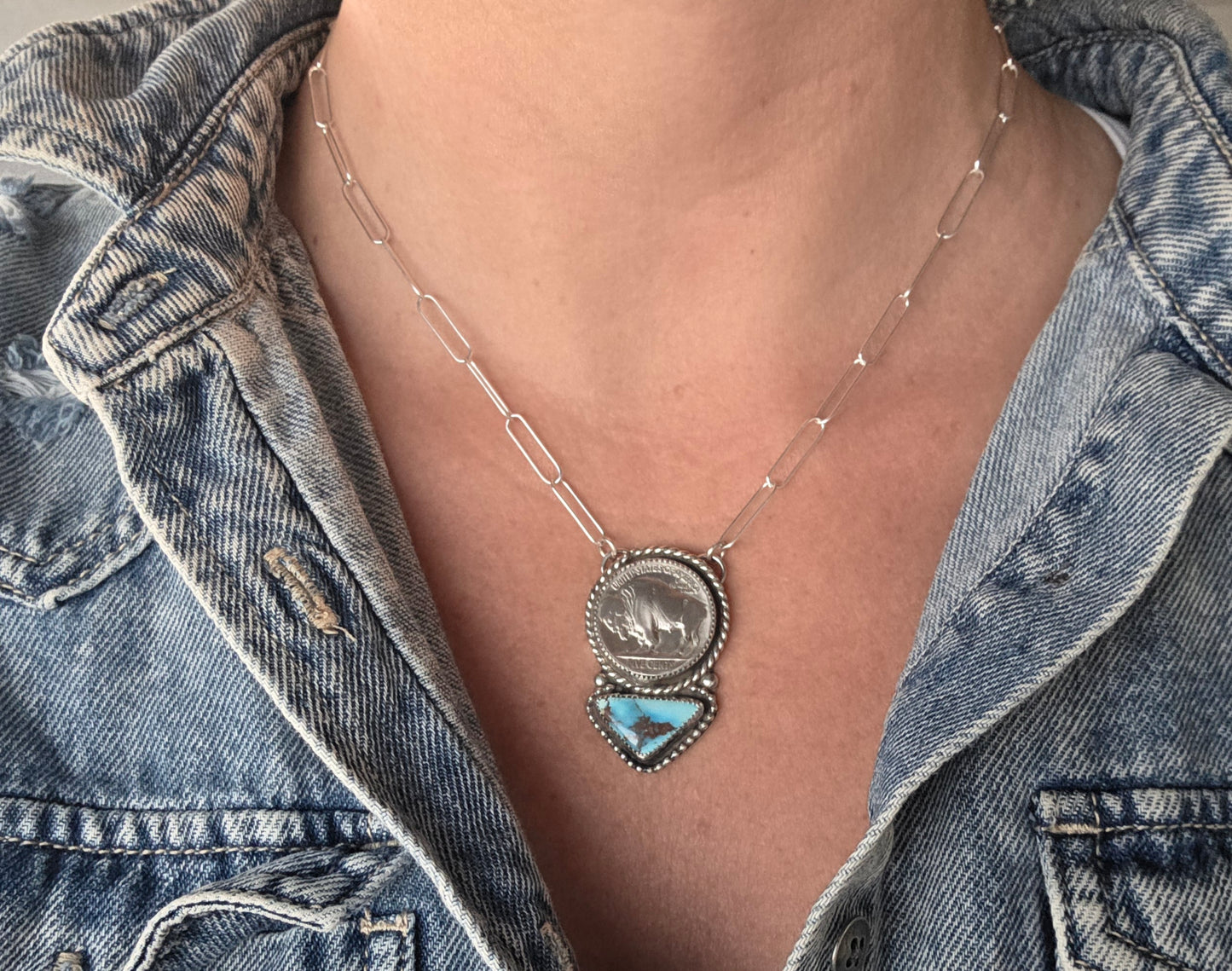 Golden Hill Turquoise & Buffalo Coin 18 inches