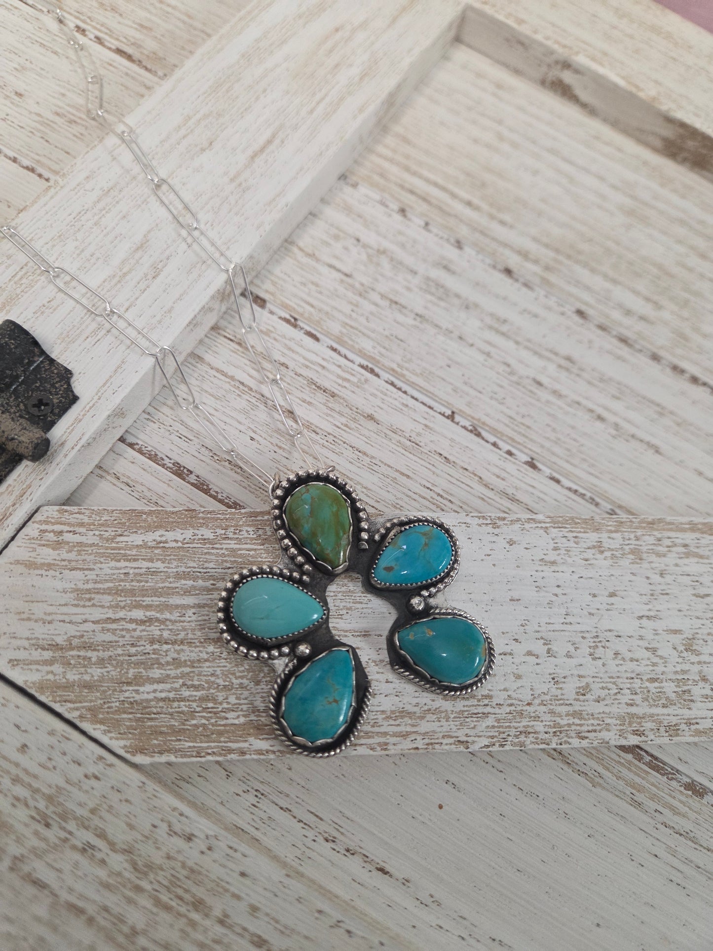 Chilean Turquoise. 18 inches-adjustable chain