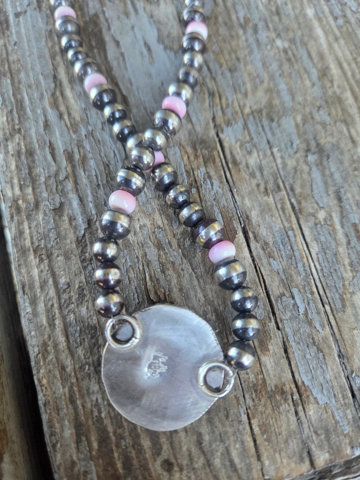 Buffalo Coin  & Pink Conch • Sterling Silver Pearls •