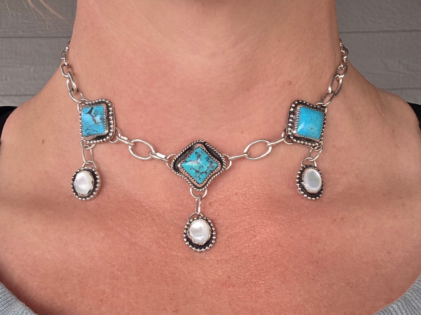 Kingsmen and Mother of Pearl Choker • Adjustable up to 15.5 inches