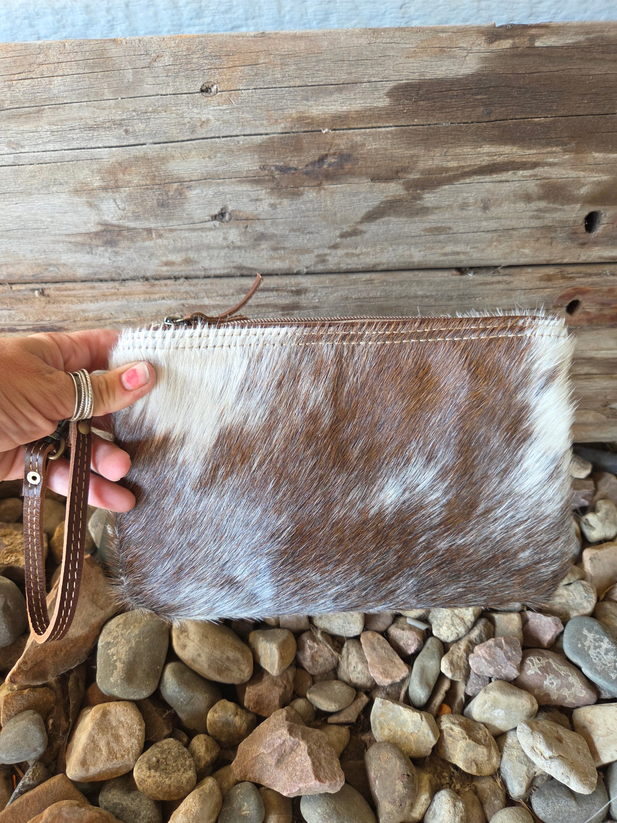 Myra White & Brown Hairon Small Bag