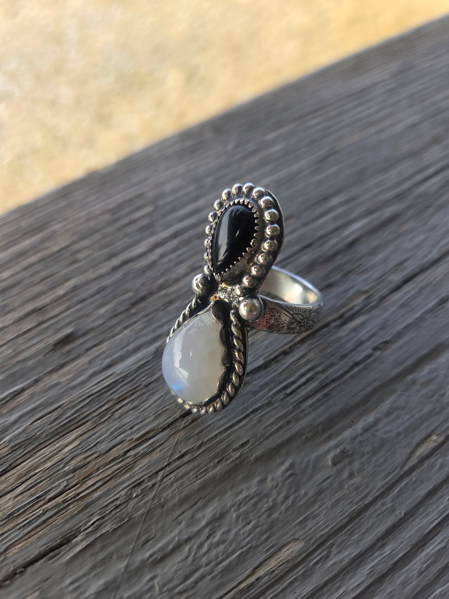 Black Onyx & Moonstone Size 7