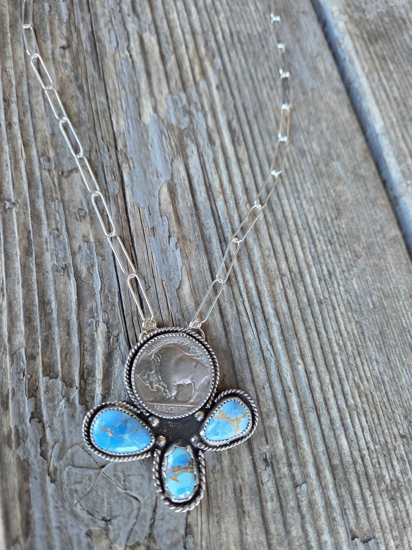 Buffalo Coin & Golden Hill Turquoise 18 inches