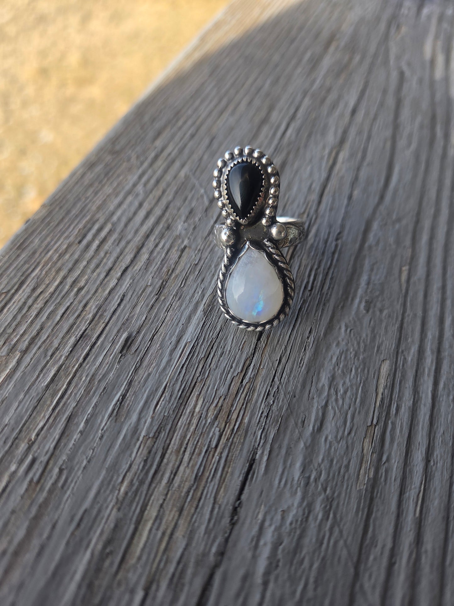 Black Onyx & Moonstone Size 7
