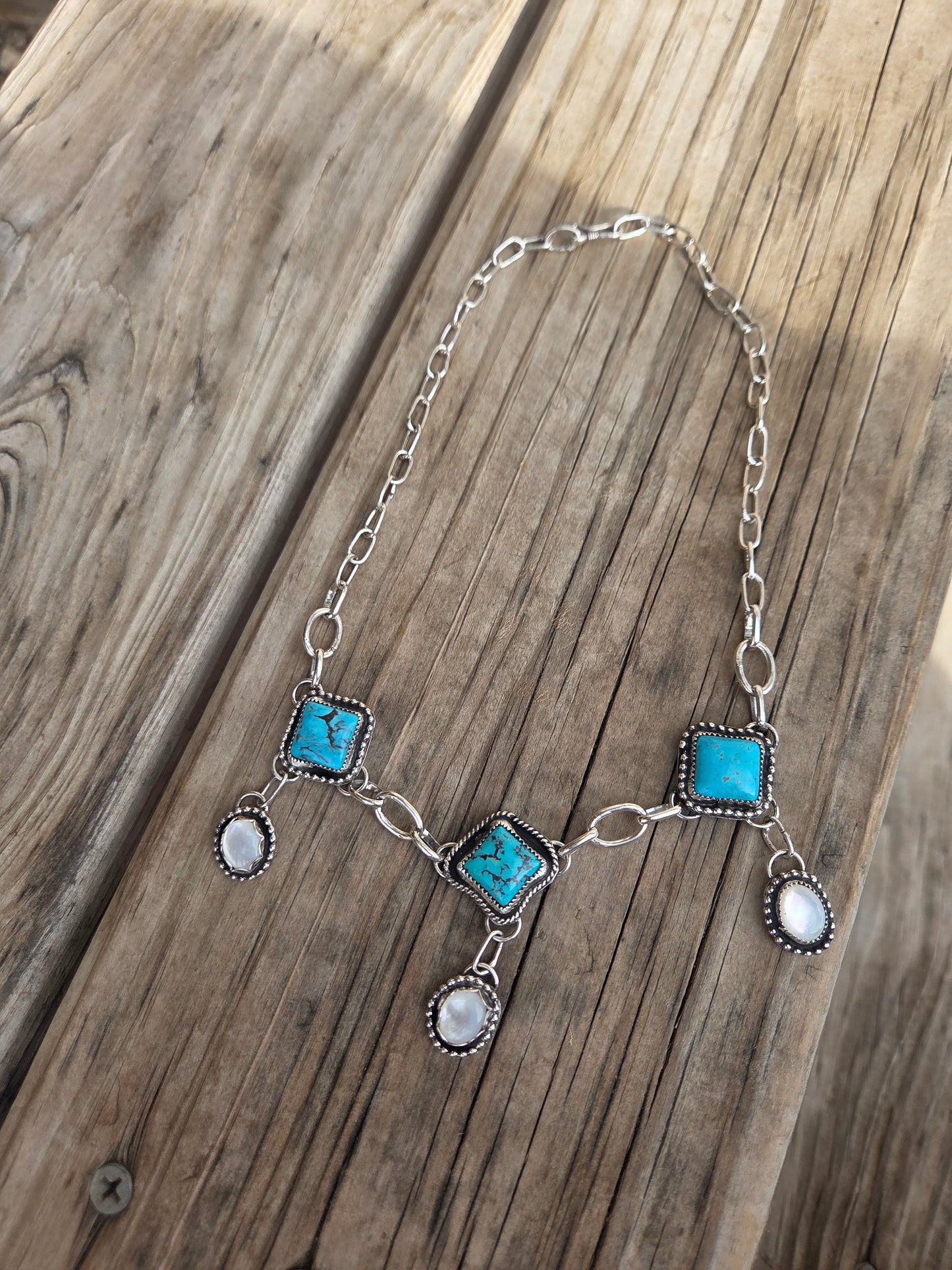 Kingsmen and Mother of Pearl Choker • Adjustable up to 15.5 inches