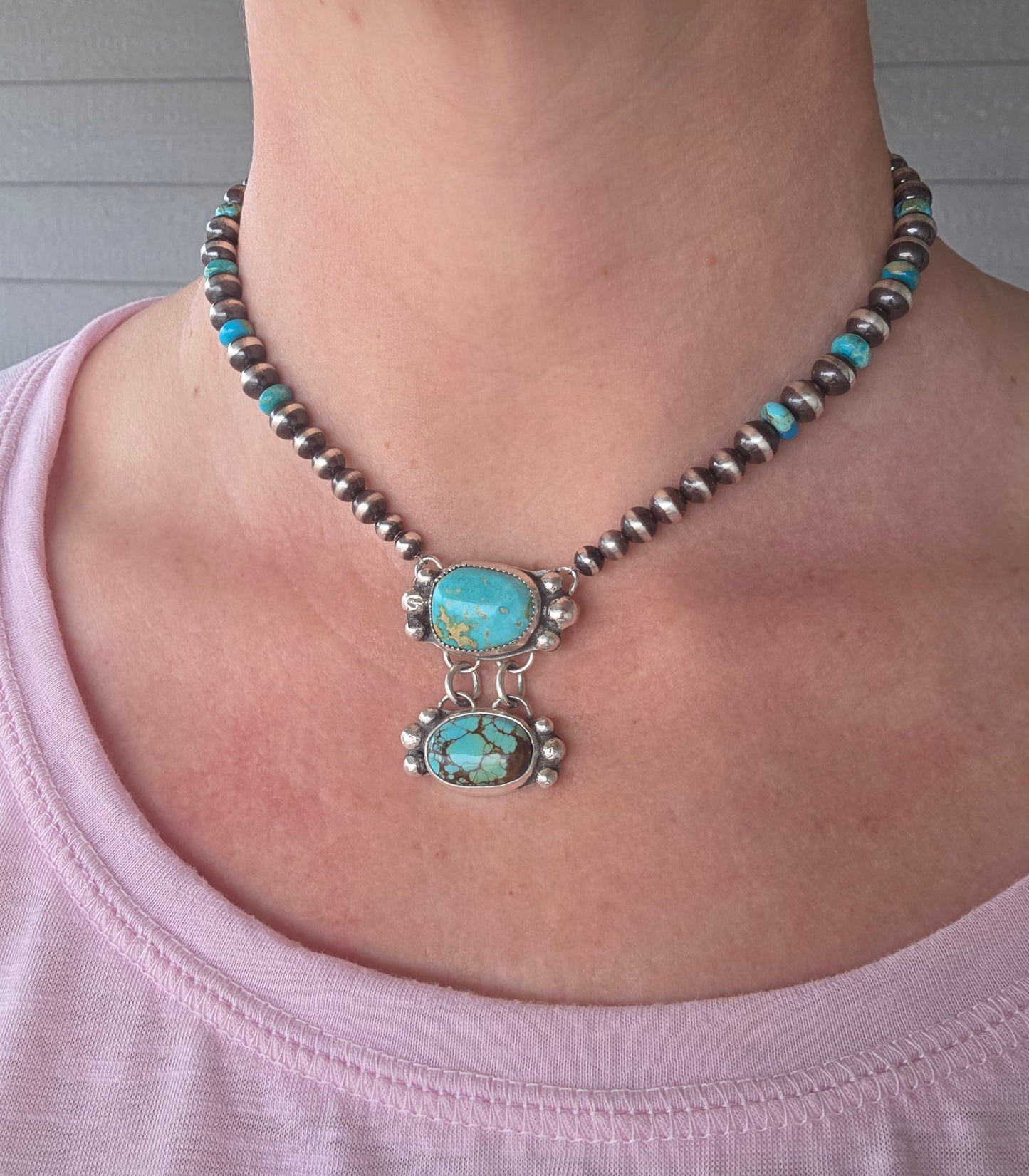 Sonoran & Sierra Nevada Turquoise & Sterling Pearls & Kingman Turquoise beads