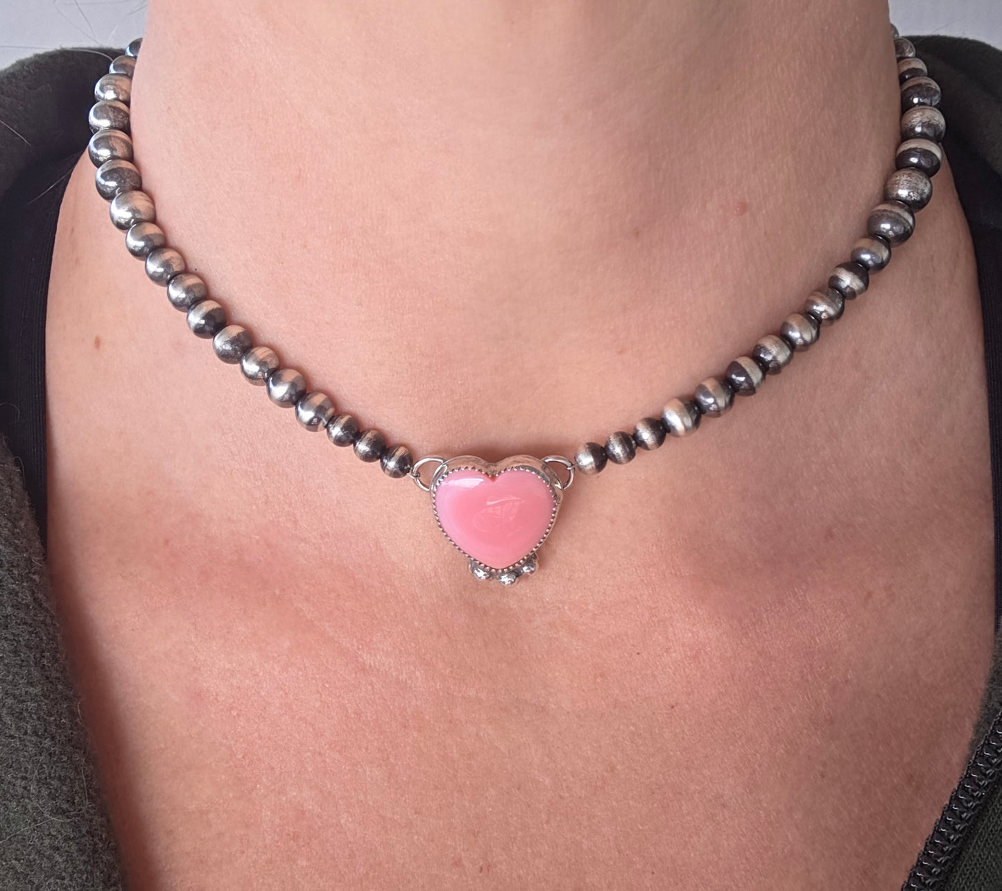 Heart Pink Conch • Sterling Silver Navajo Style Pearl