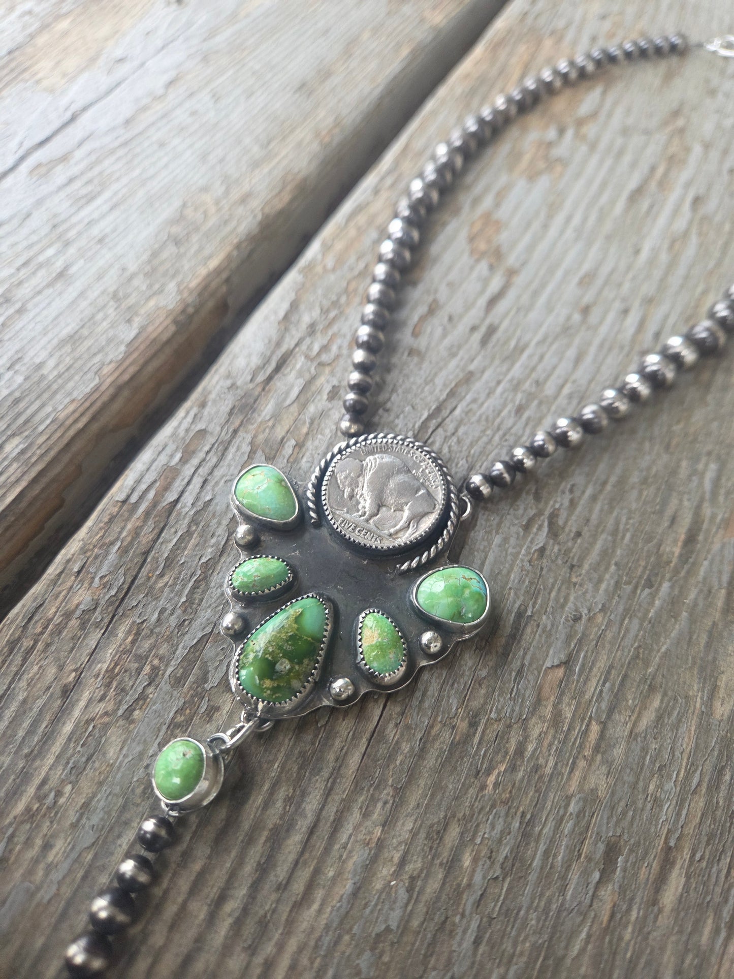 Buffalo Coin & Sonoran on Sterling Silver Pearls.