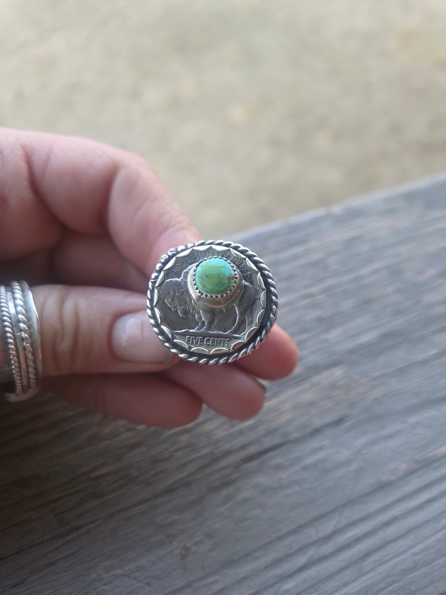 Buffalo Coin and Sonoran Rurquoise Ring