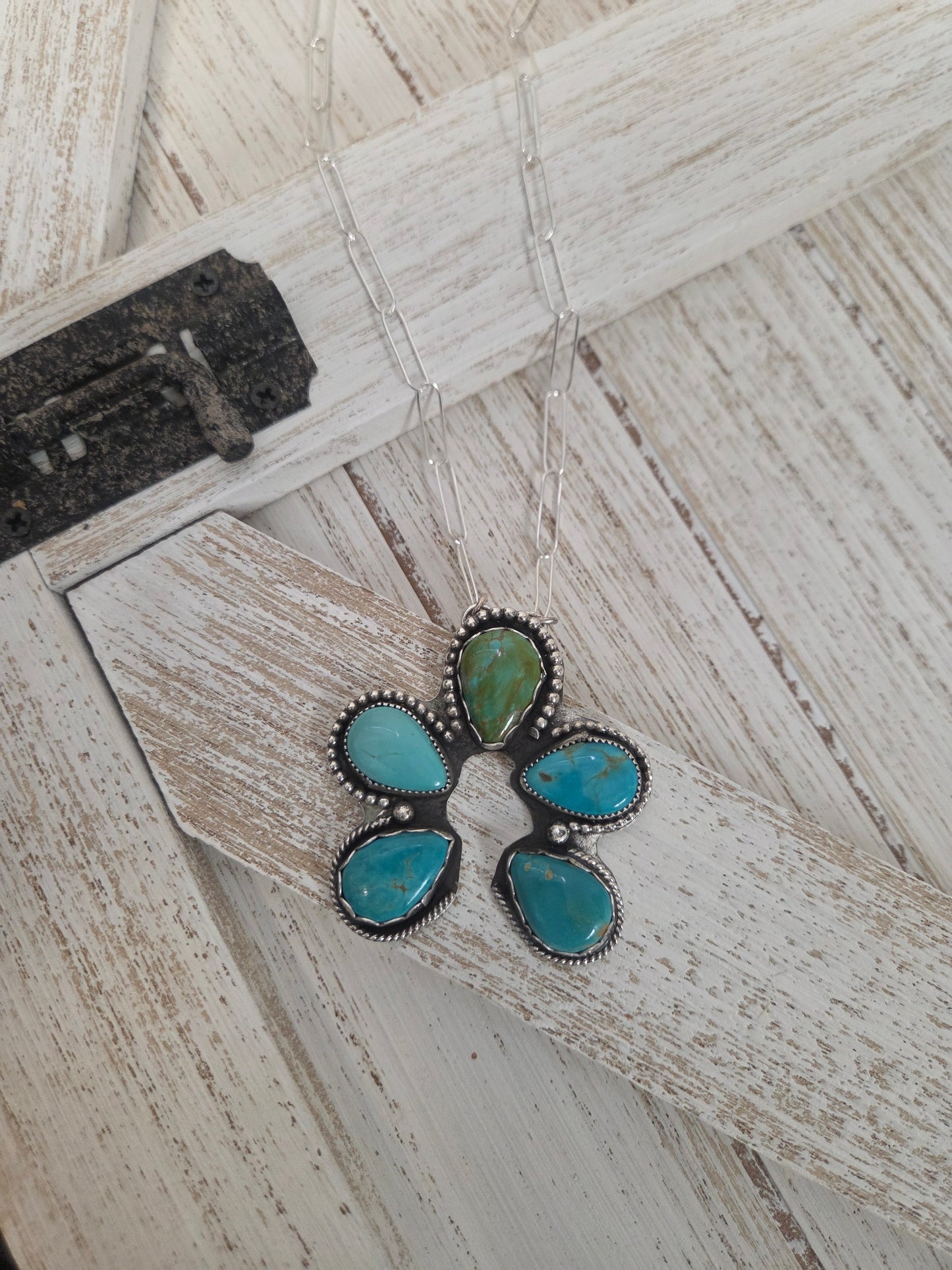 Chilean Turquoise. 18 inches-adjustable chain