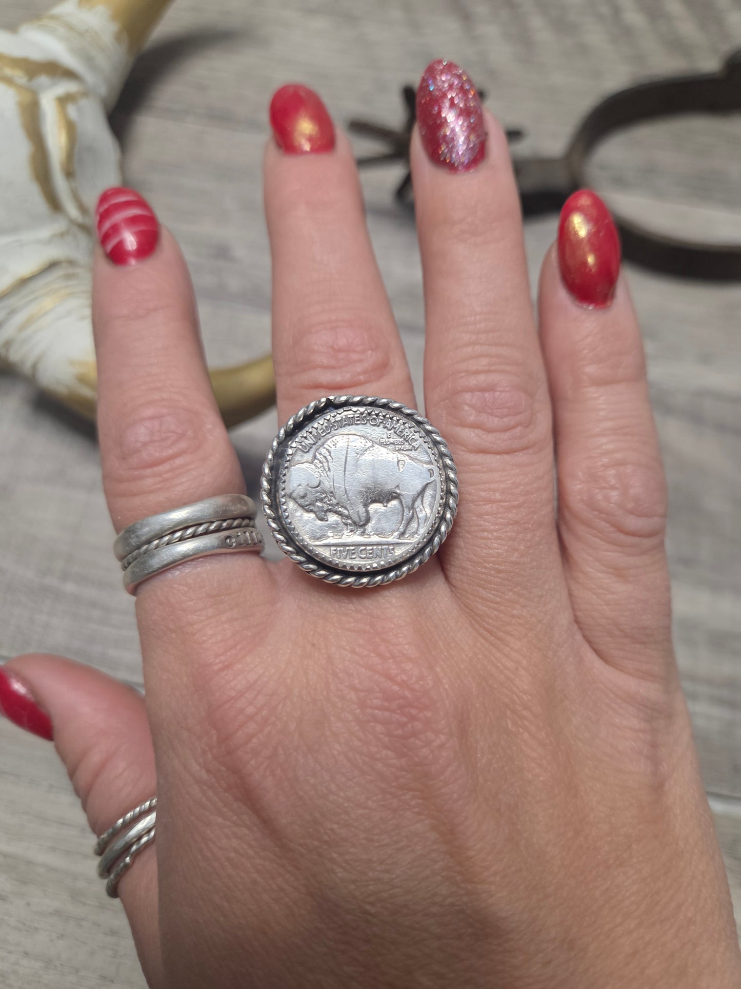 Buffalo Coin Adjustable size 6 and up